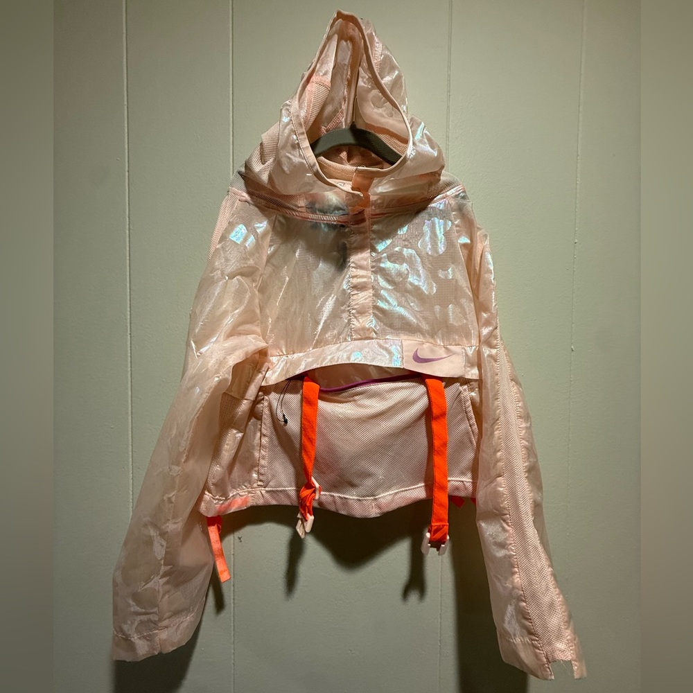 Nike Kids Light Pink Raincoat with Bright Orange Straps